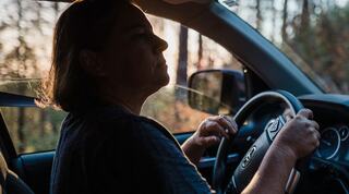 Hope Goldie driving truck