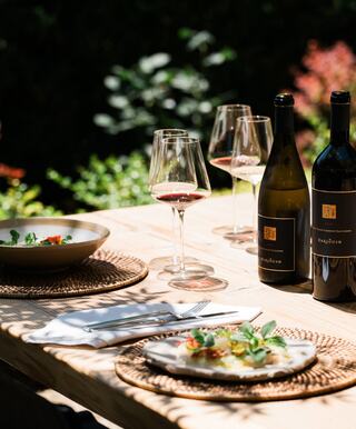 table set for garden lunch